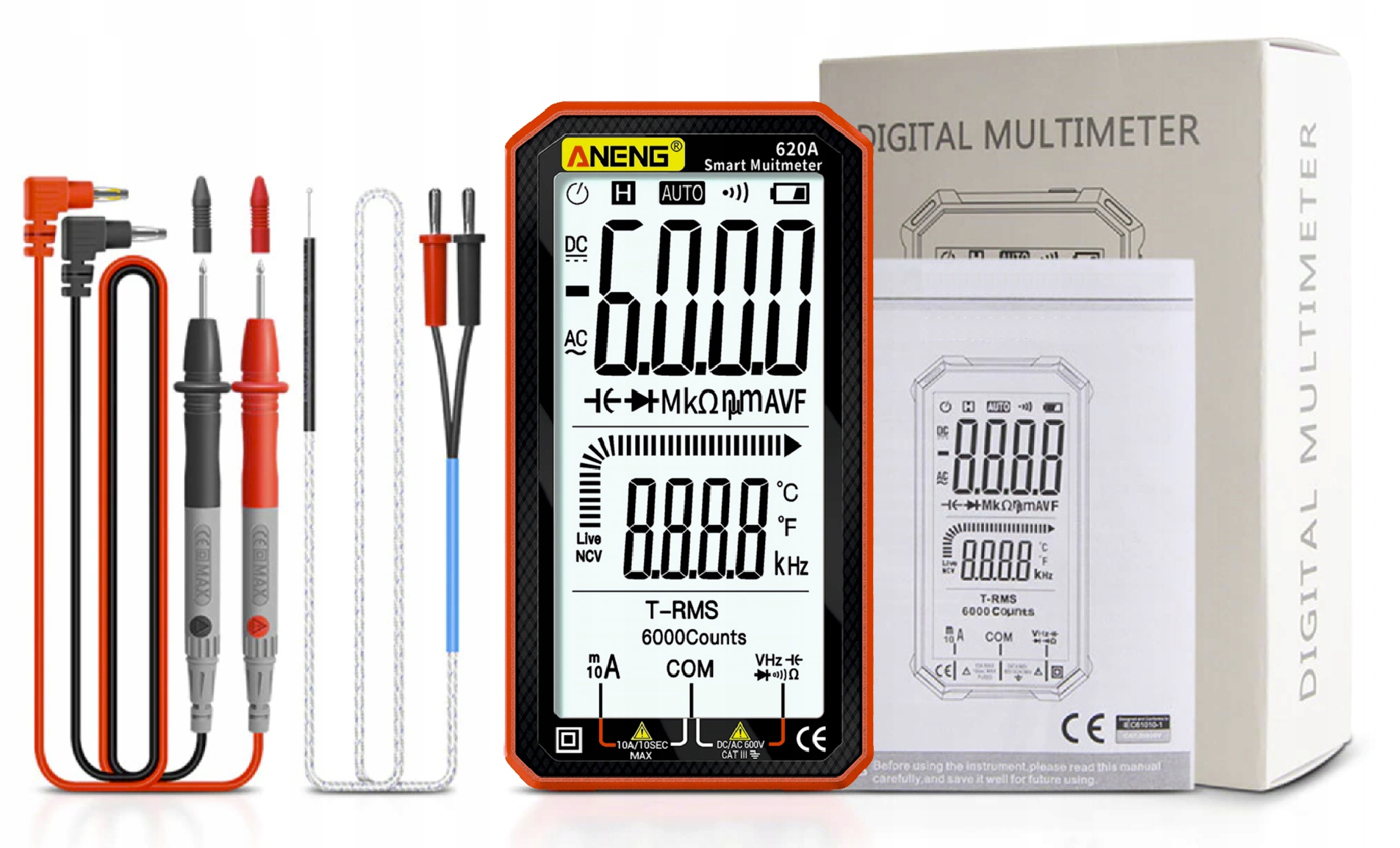 ANENG 620A Pro цифровой мультиметр 4.7 светодиодный фонарик