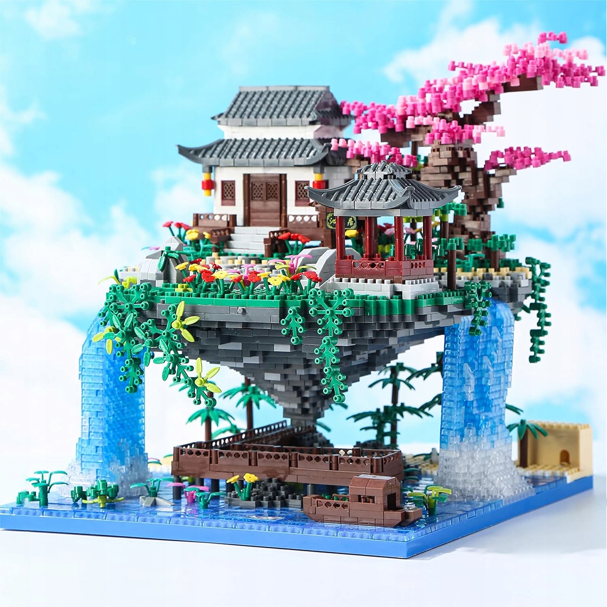 Duży Klocki Konstrukcyjne Drzewko Bonsai Kwiat Wiśni Chiński Dom 3320SZT