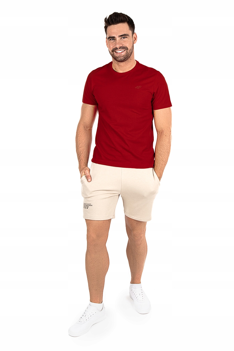 4F T-SHIRT KOSZULKA MĘSKA SPORT TSM352 BAWEŁNIANA Dekolt okrągły