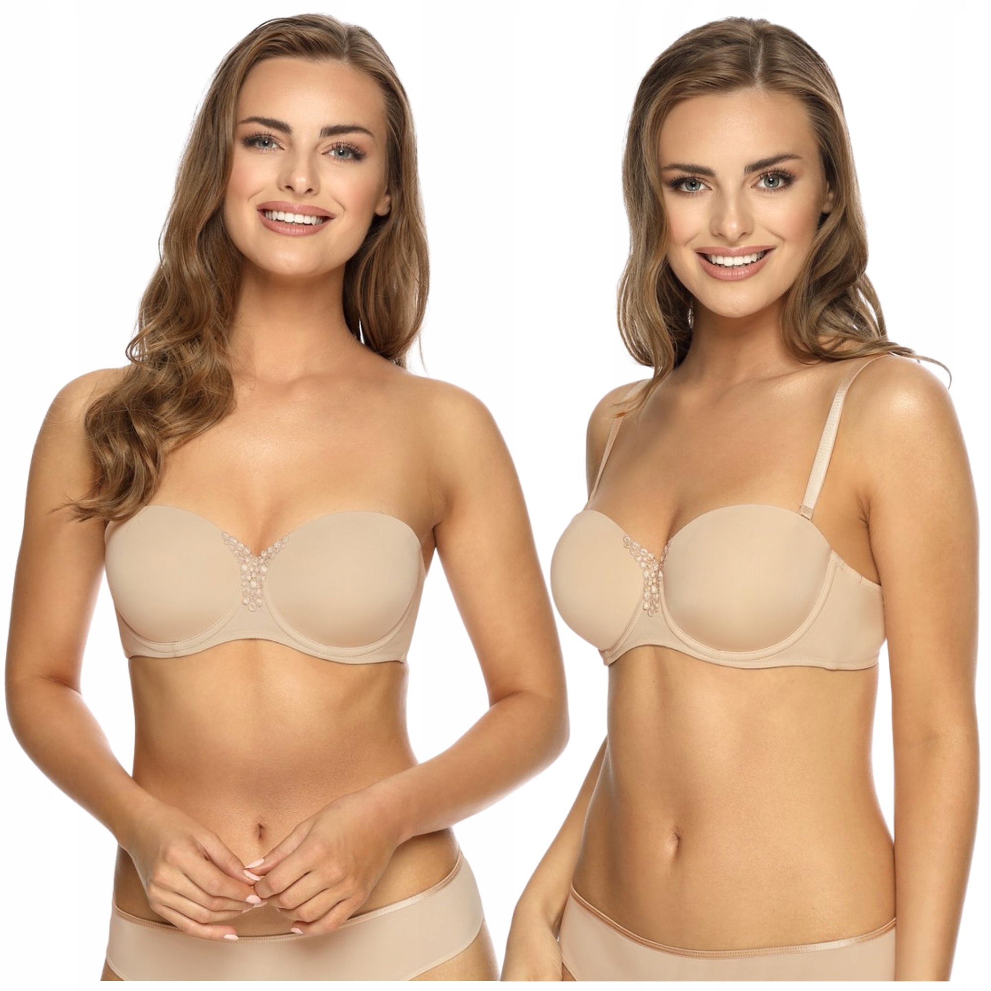 Vyztužená podprsenka bardotka béžová Viania Carola Strapless 90C