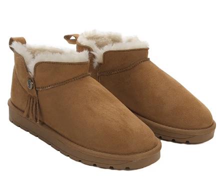 Islandské Boty Zimní Sněhule S Kožíškem A Třásněmi, Hnědé, 38 3DF