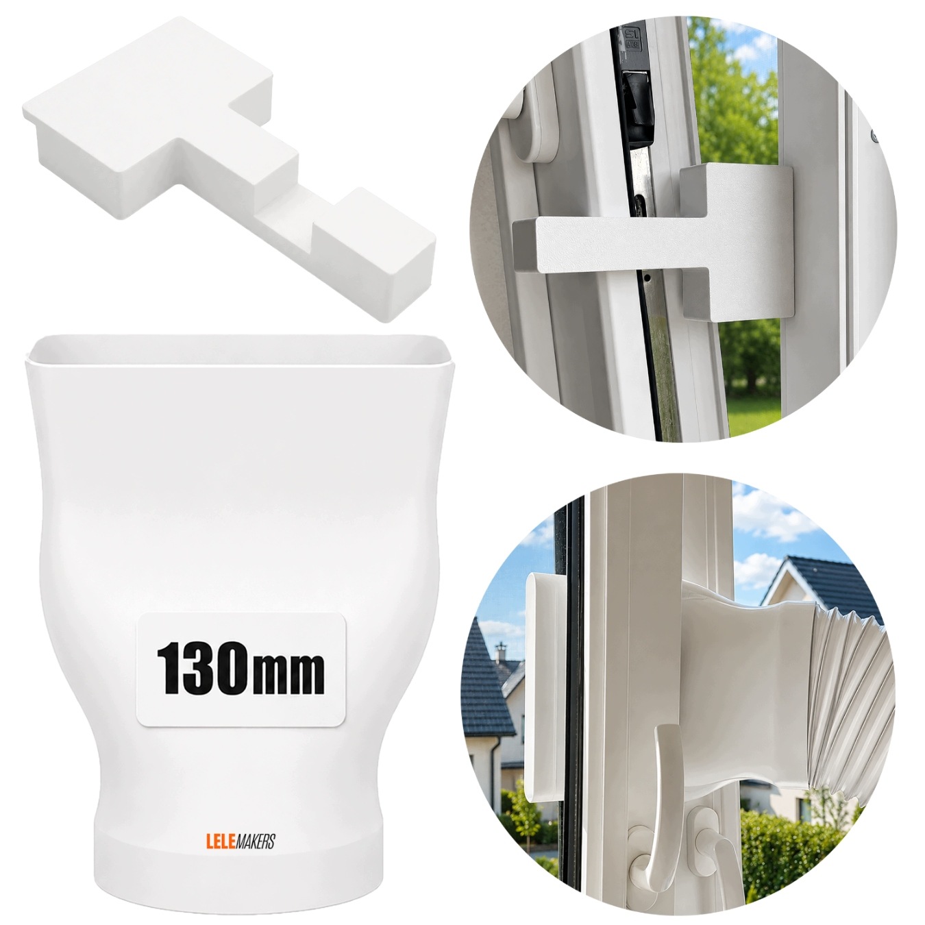 Adaptér výstupu klimatizace FI130 130 mm pro okno zámek výklopného okna