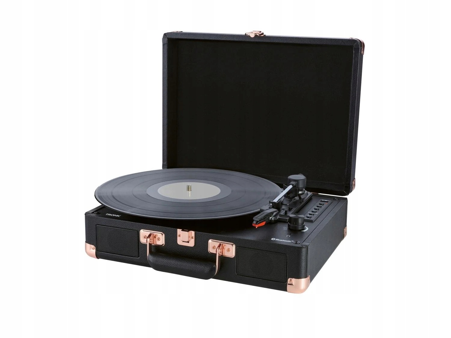 Kufříkový gramofon Tronic Bluetooth Usb stereo reproduktory 3 rychlosti Aux-in