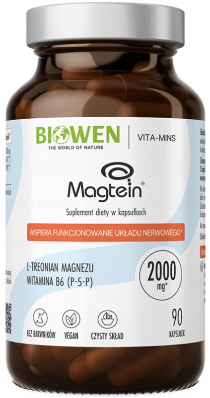 Biowen Treonian magnezu Magtein 90 kaps. Układ nerwowy Koncentracja Mózg