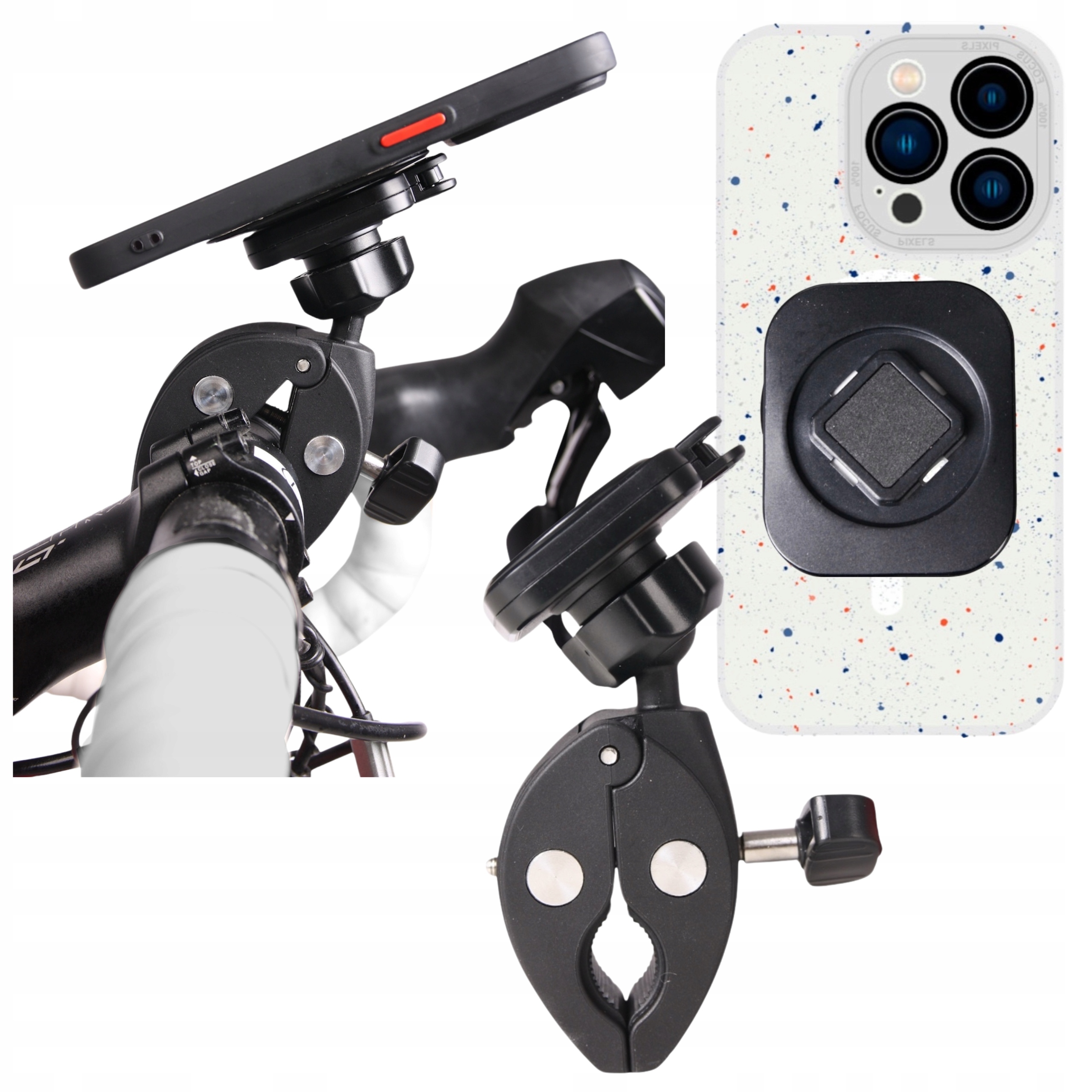 Motocyklový držák na kolo pro telefon a koloběžku na řídítka 360, stabilní