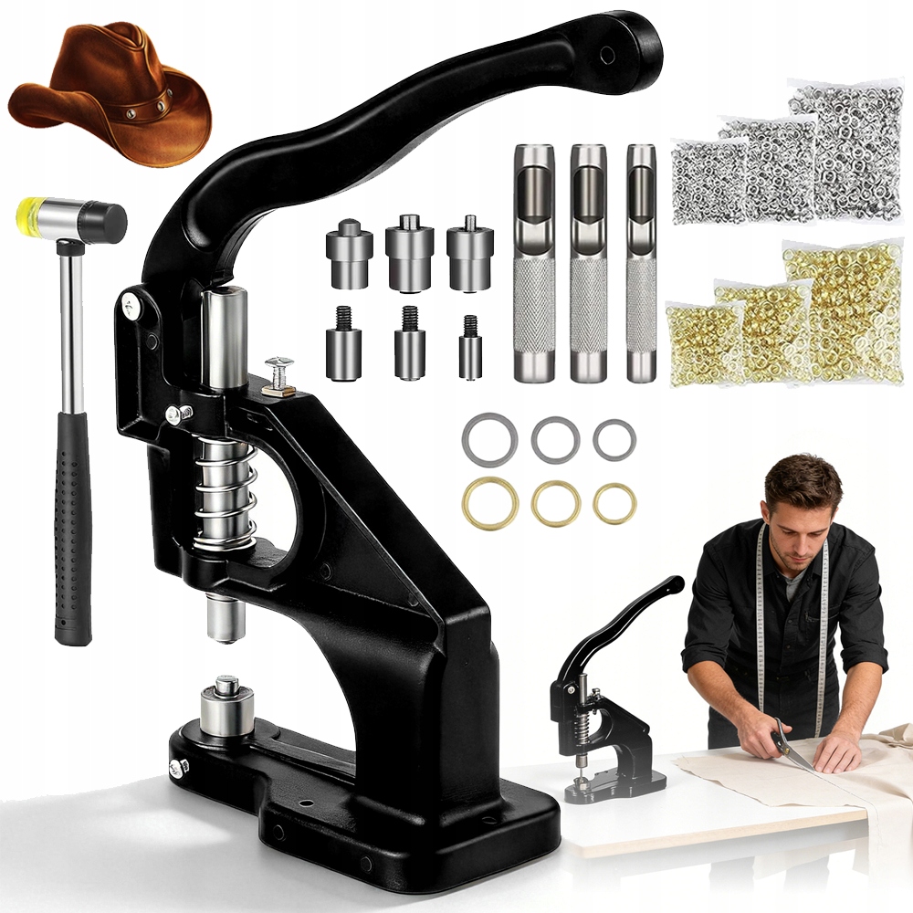 Lisovací Lis Na Kalotu 3000 Oček 6 10 12 MM Pro Tkaniny Bannerů Tašek