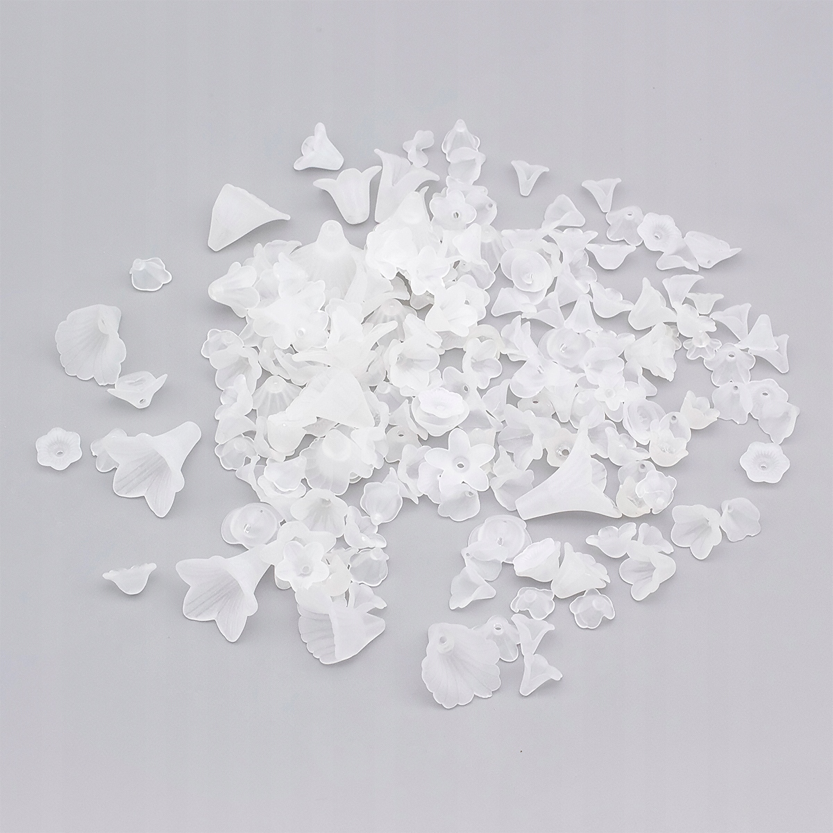 Koraliki Akrylowe Matowy, Przezroczyste, Kwiat, 8-35x5-40x7-15mm, 50g~95szt