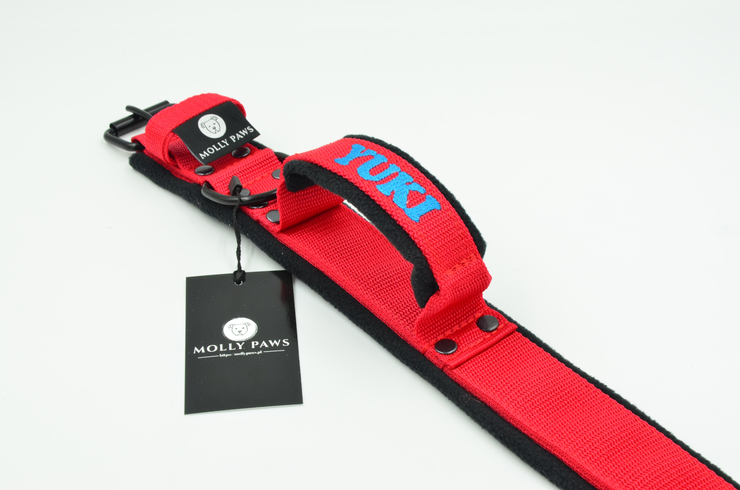 Levně Obojek s rukojetí a výšivkou pro trénink Všechny velikosti 38 Cm – 46 cm