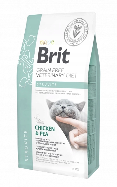 Levně Brit Grain Free Veterinary Diet Cat Struvite Kuře s hráškem 5 kg