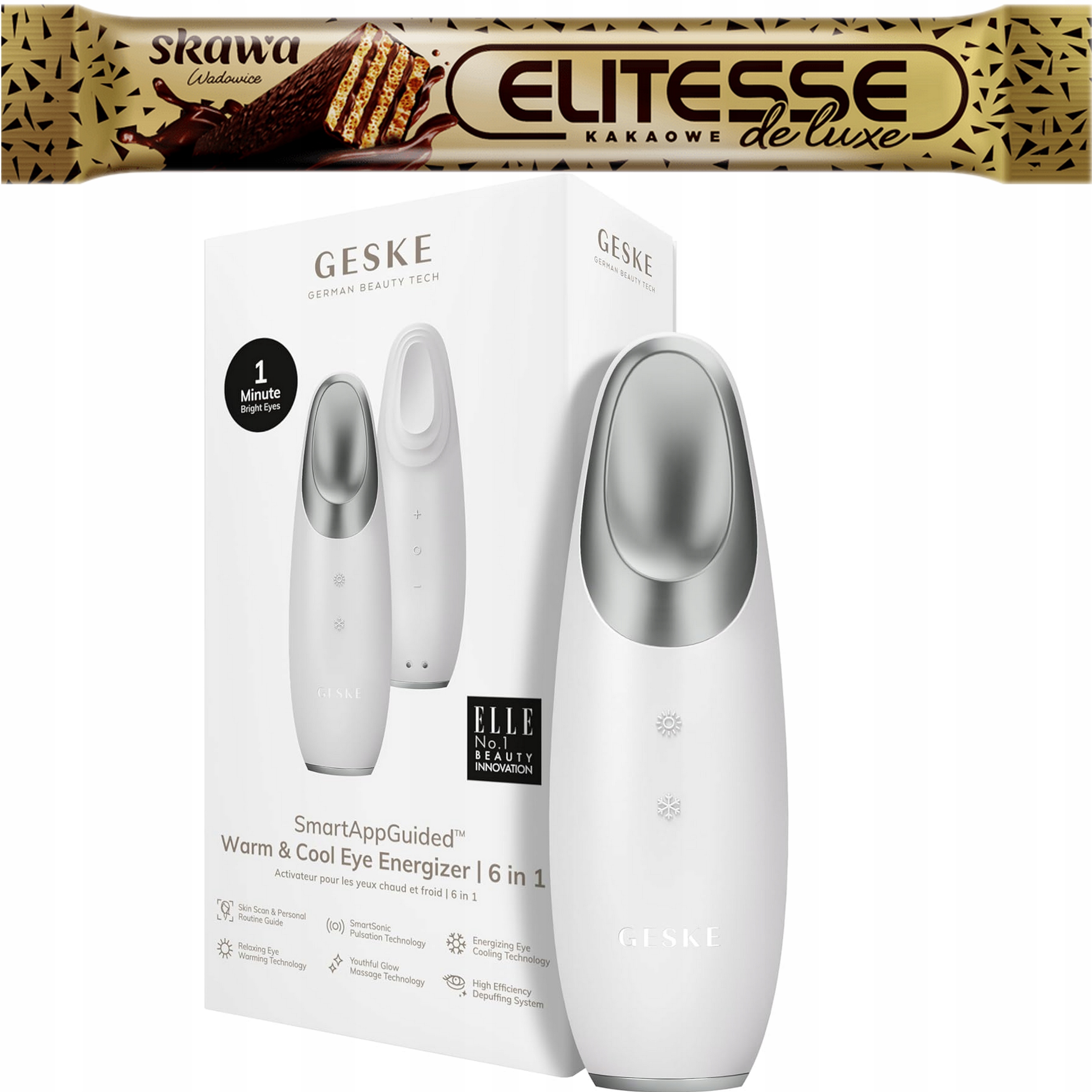 Geske Multifunkční Masážní Přístroj Pod Oči Obličeje Cool&warm 6V1 Bílý