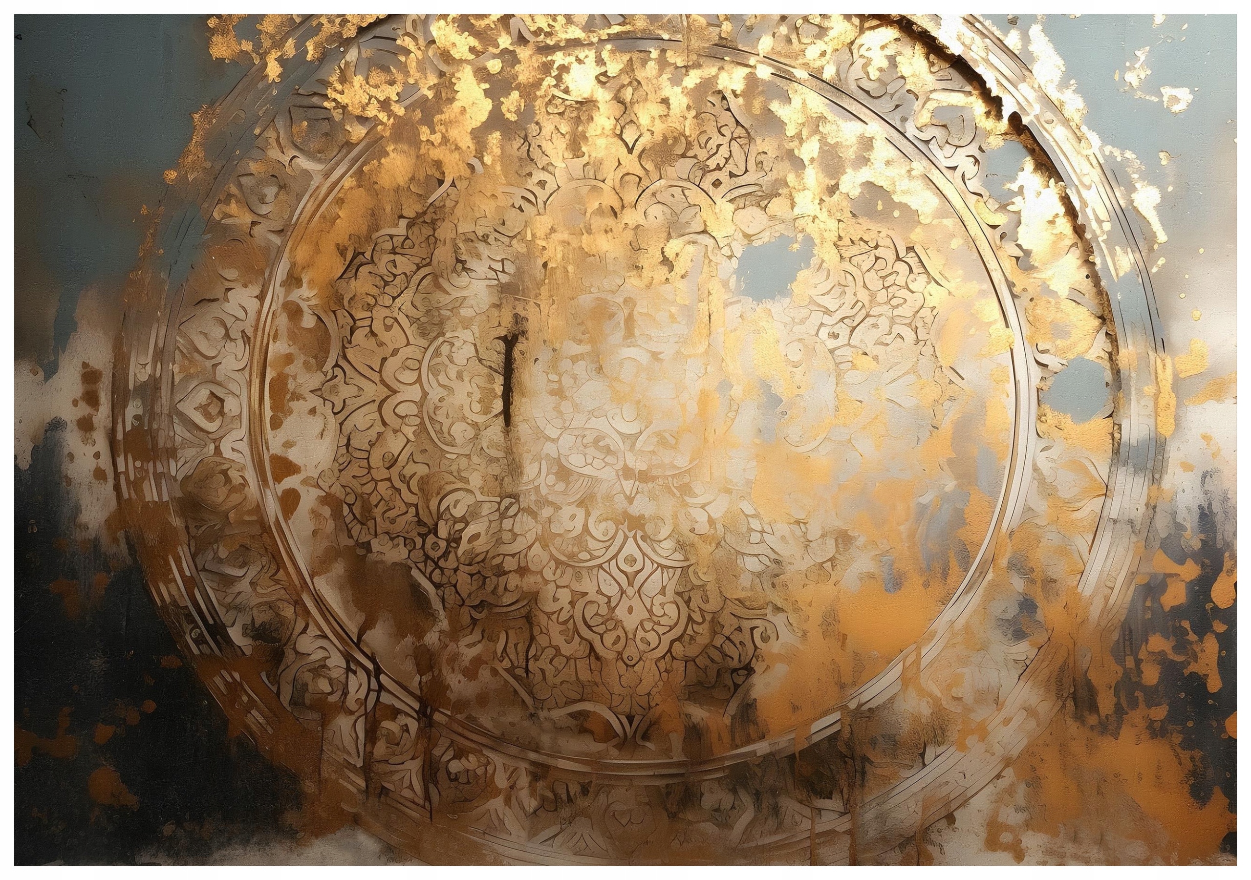 Vliesová fototapeta Zlaté vzory geometrie ornamenty 350x250 lepidlo