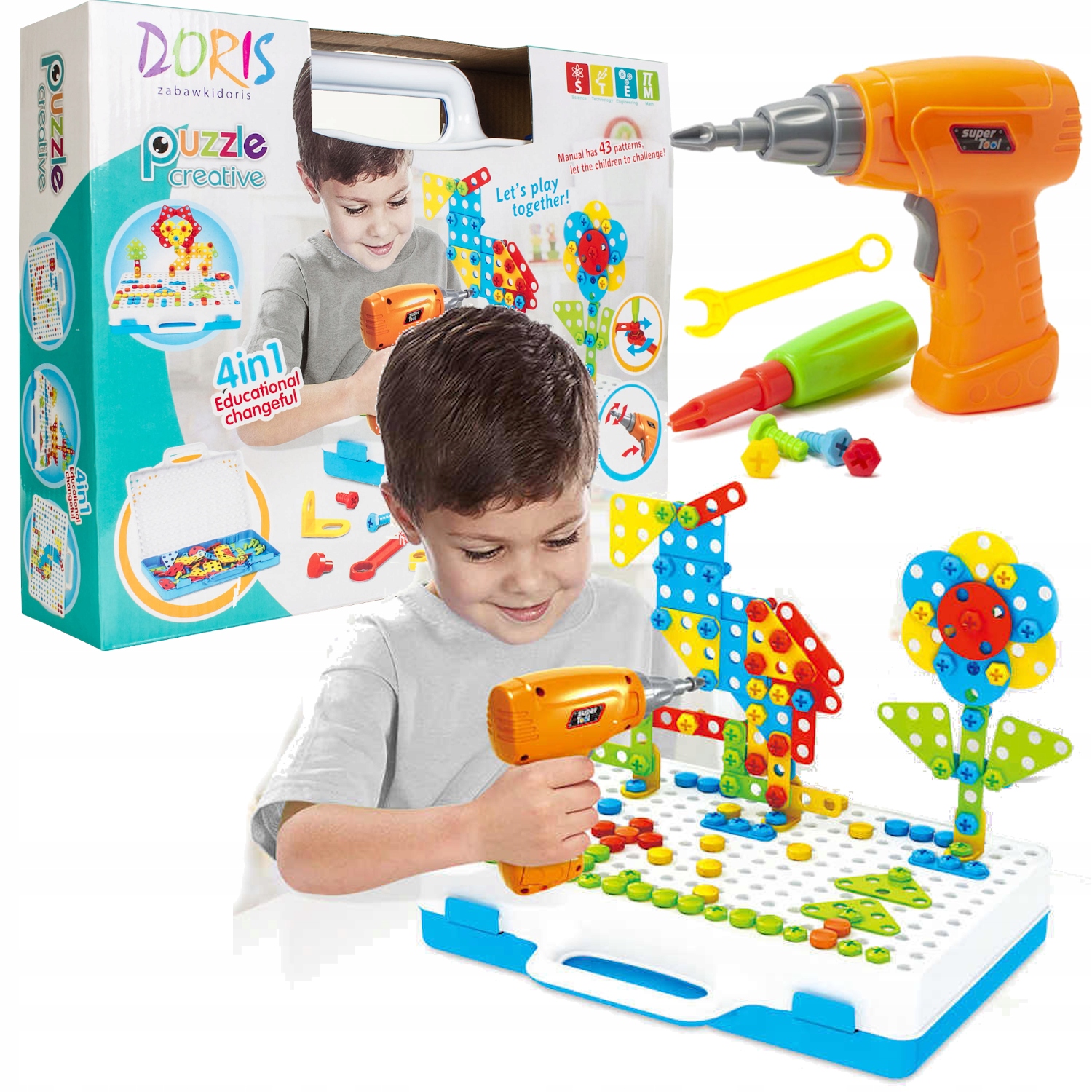 

Klocki konstrukcyjne Mozaika śrubki wkrętarka 4w1