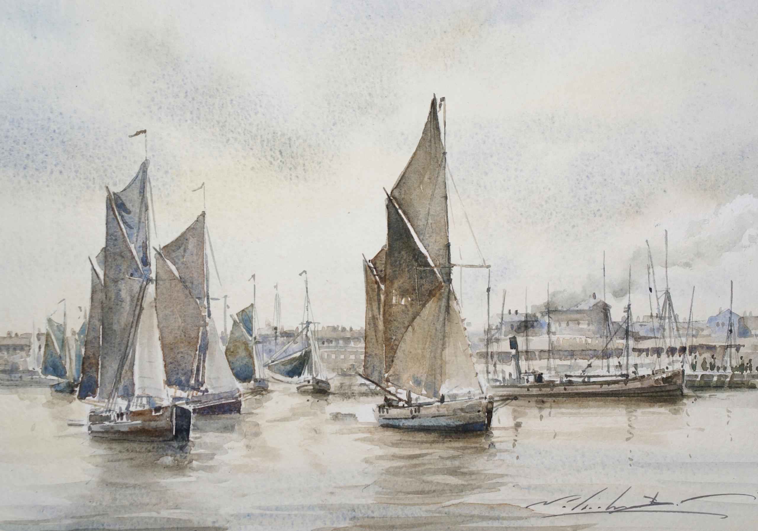 ŻAGLOWCE W PORCIE (100% AKWARELI)