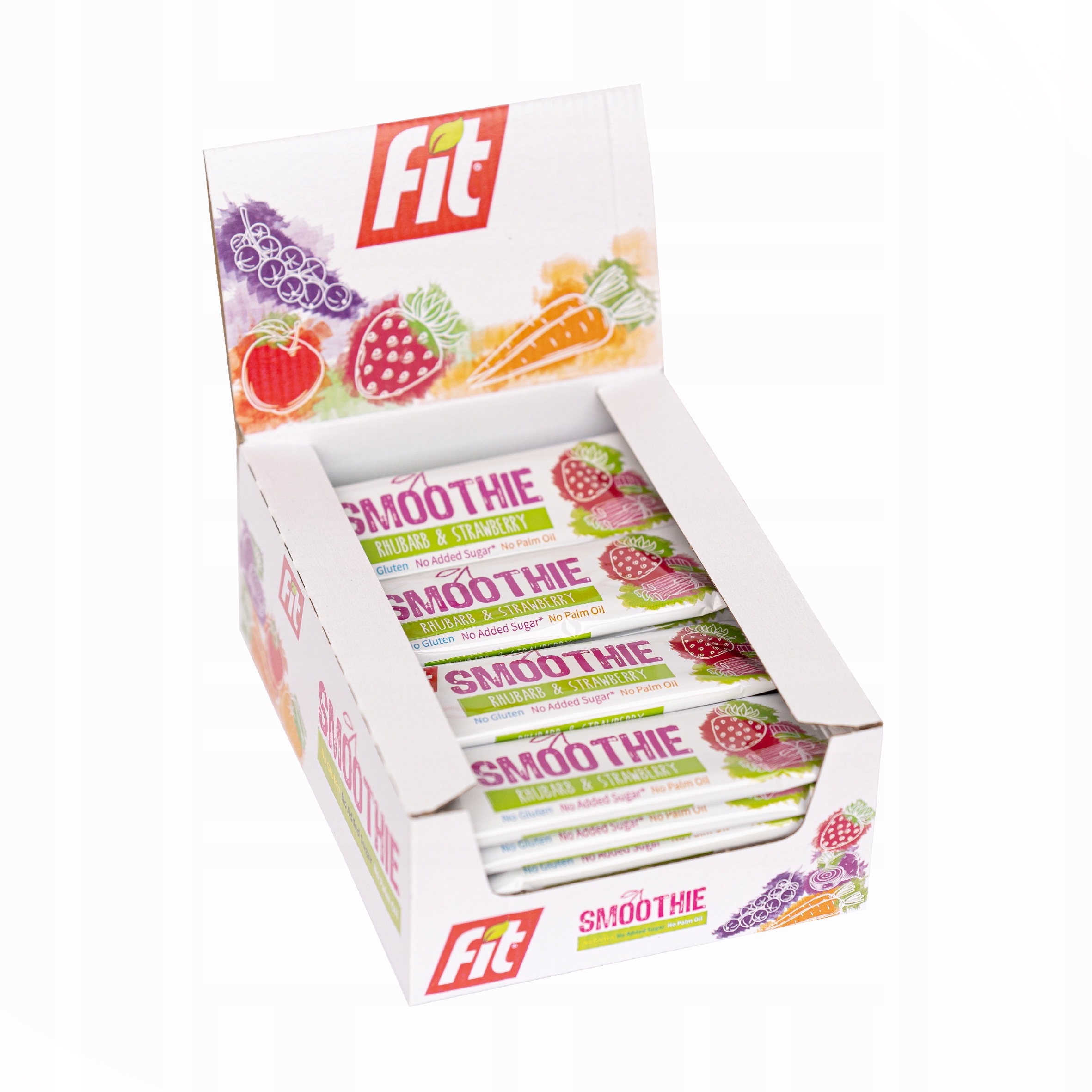 Levně Sada tyčinek Fit Smoothie s jahodou a rebarborou 24 × 32 g