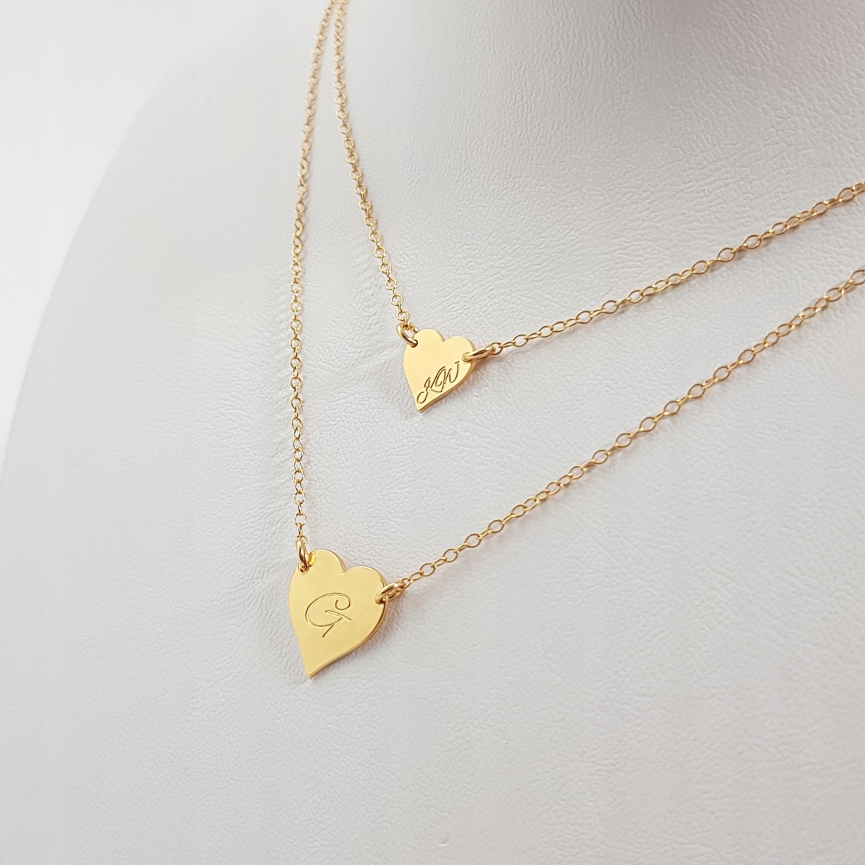 

Dwa serca z grawerem Podwójna celebrytka naszyjnik