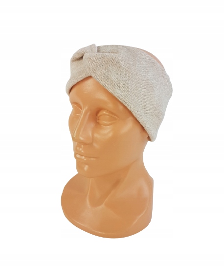 

563 Ciepła szeroka Opaska typu Turban Jasny Beż