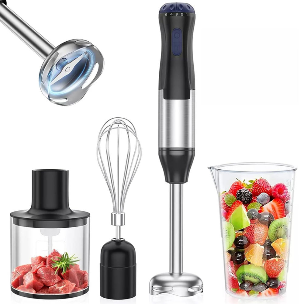 Ruční Mixér Multifunkční Set 4v1 Kuchyňský Robot 5 Úrovní Výkonný 1000W