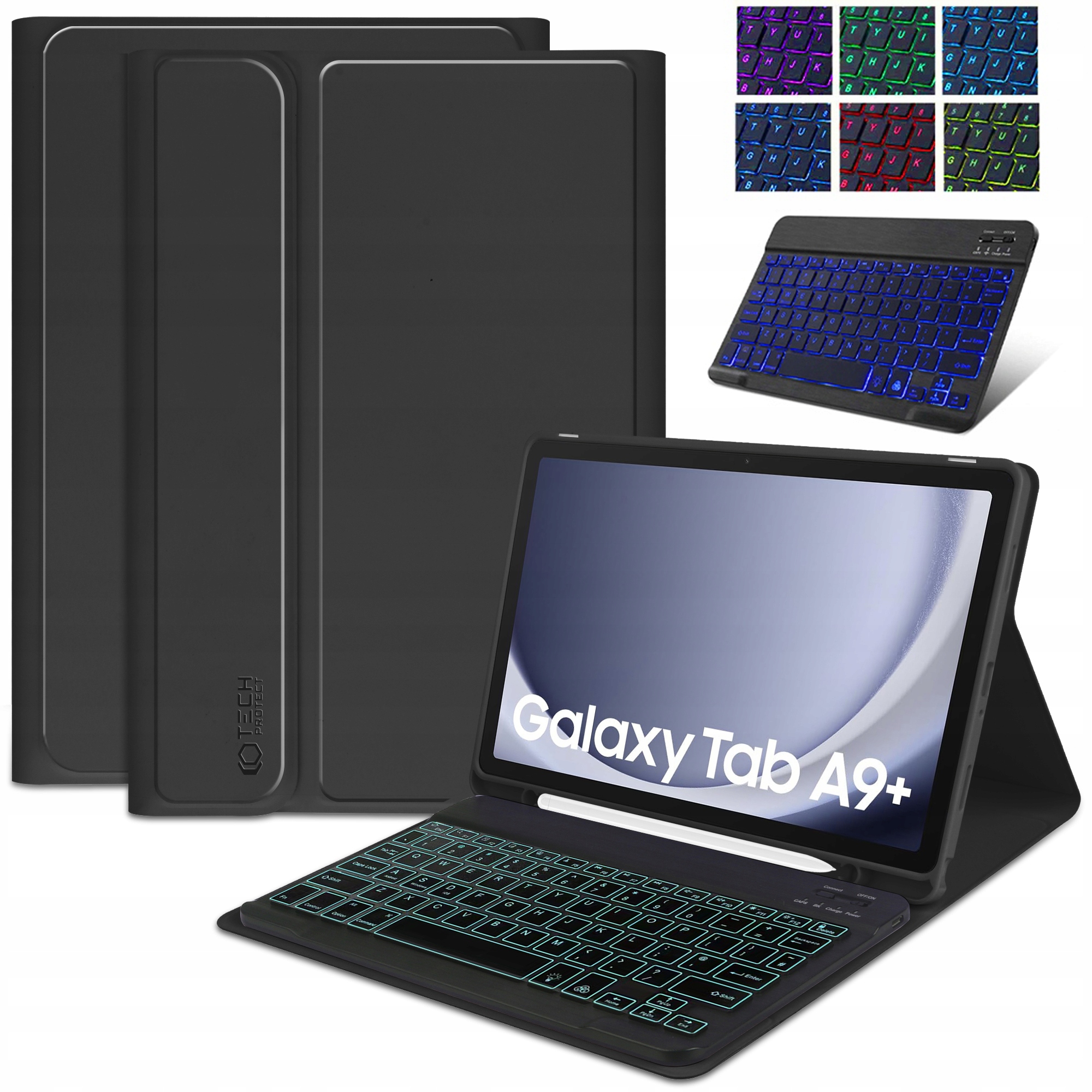 Pouzdro Na Magnet Pro Galaxy Tab A9+ Plus – Podsvícená Klávesnice Rgb