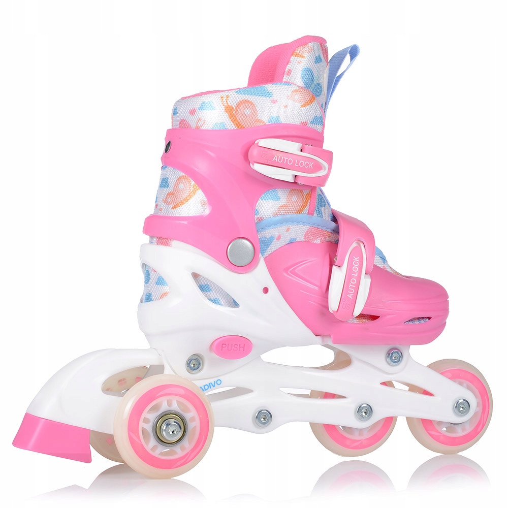 ROLKI DLA DZIECI 2w1 ŁYŻWOROLKI WROTKI REGULOWANE Kolor Różowy