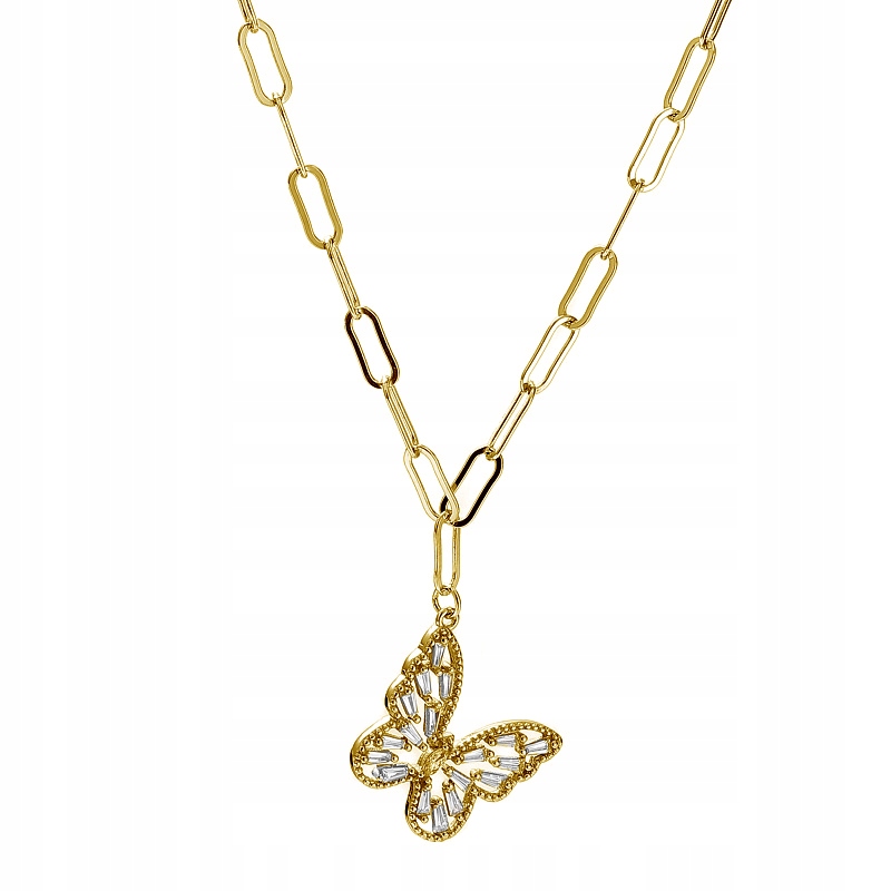 Stříbrný náhrdelník Ag 925 pozlacený motýl N0103