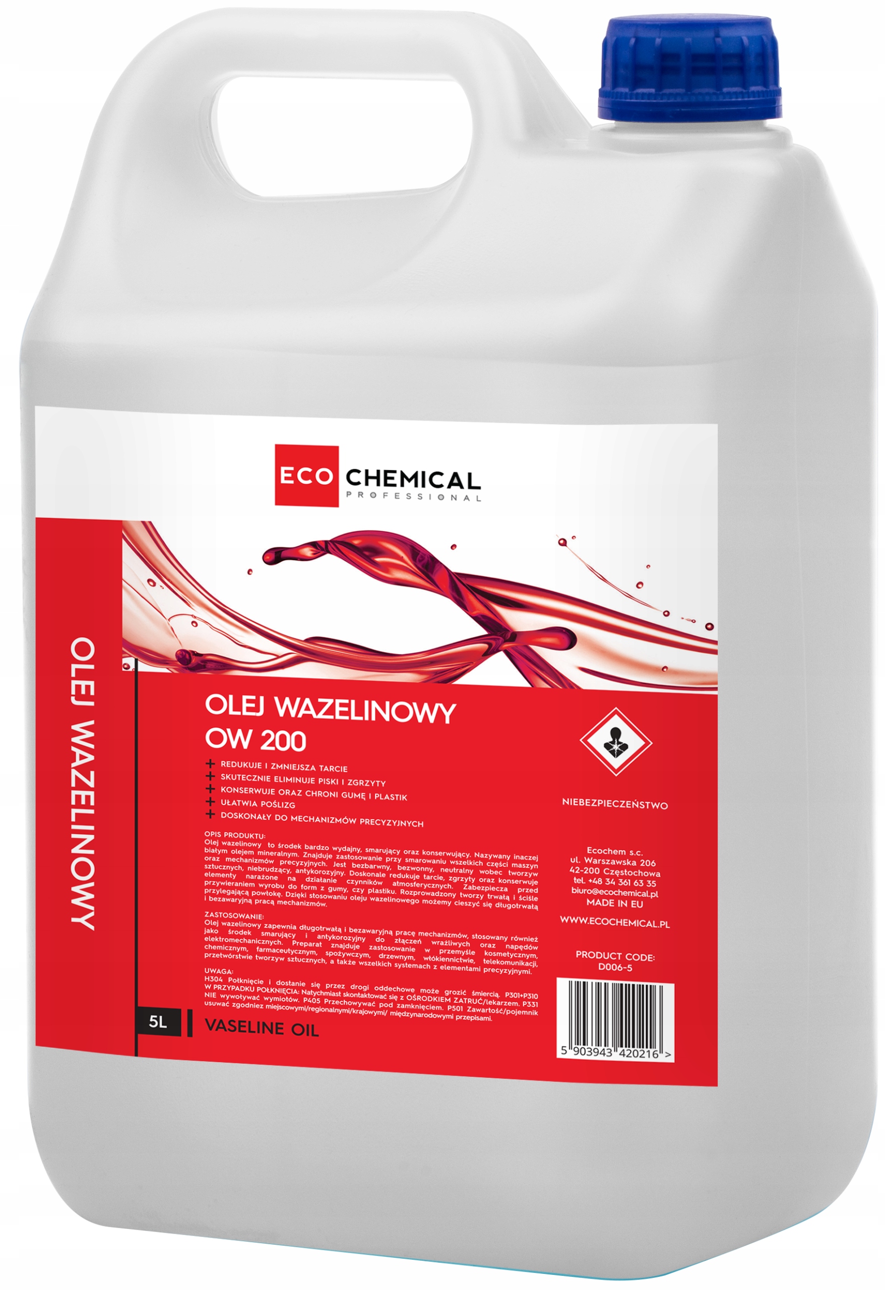 

Olej Wazelinowy 5 Litrów Ecochemical