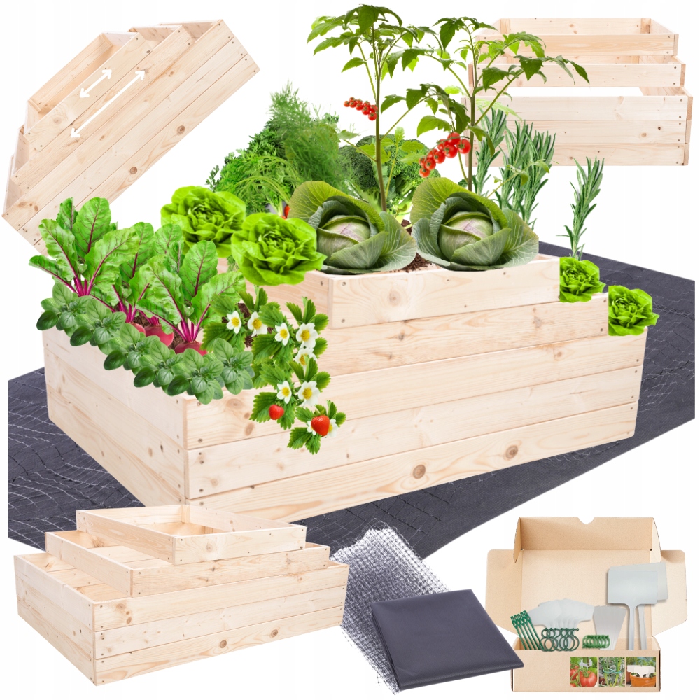 Kaskádová debnička na zeleninu na zeleninový záhon s reguláciou 45x120x60