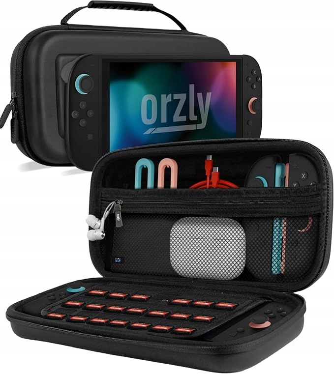 Etui do Nintendo Switch 2 2025 Twarde Czarne z Kieszeniami na Gry
