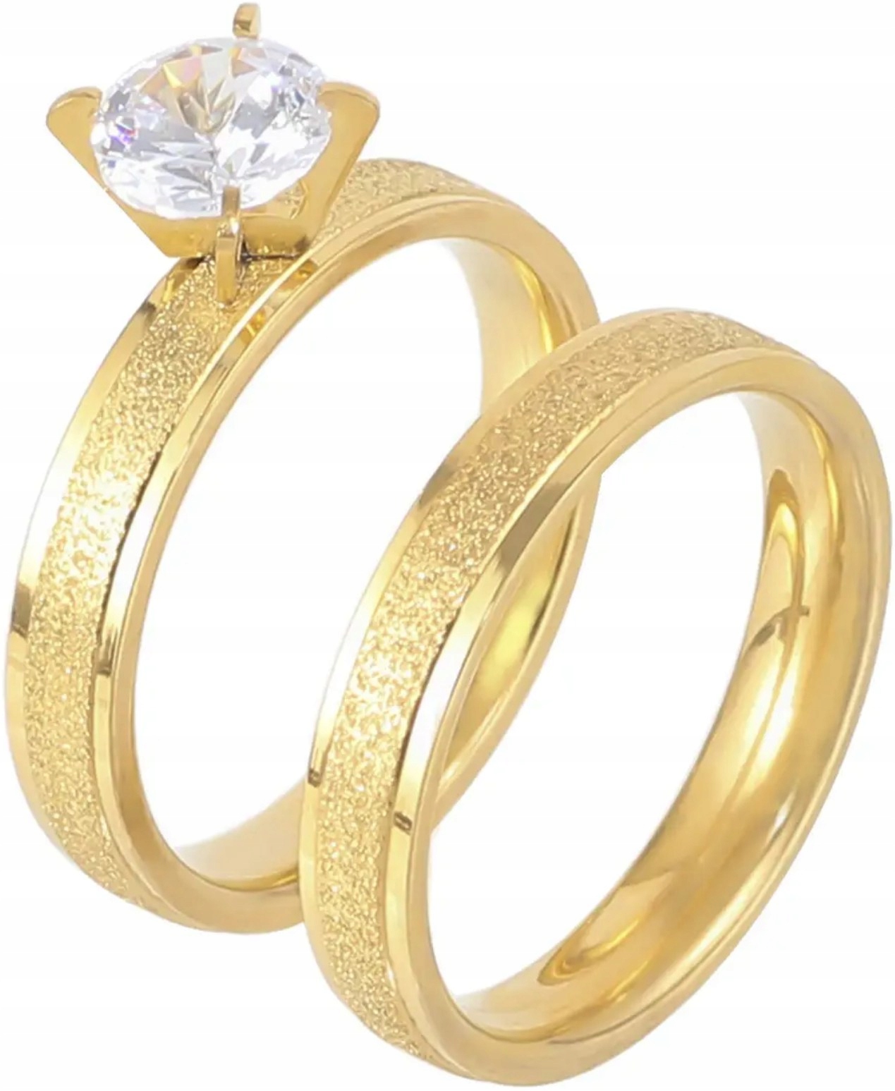 Sada dvou zlatých prstenů s diamanty Zirkon nerezovou Ocel