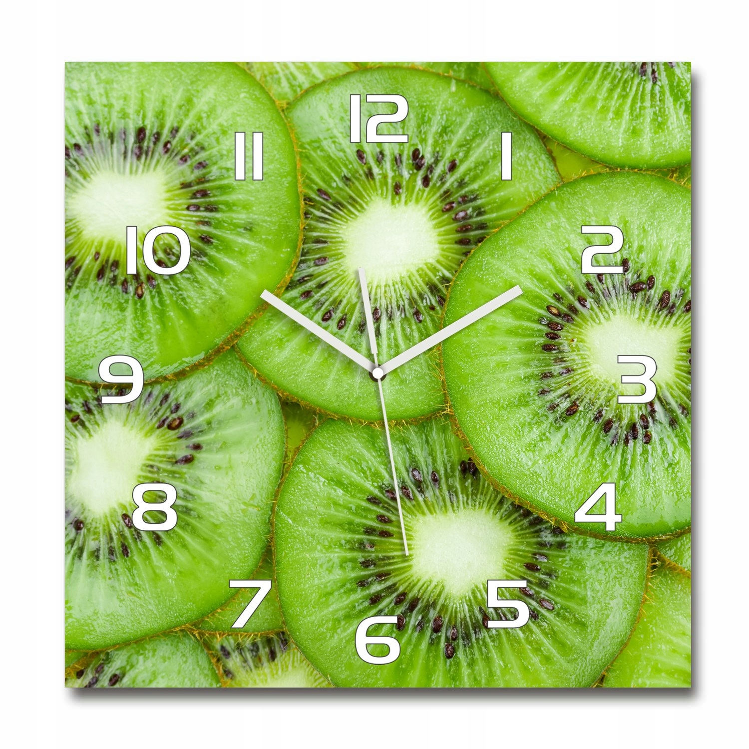 

Duży szklany zegar, cichy mechanizm Kiwi 60x60 cm