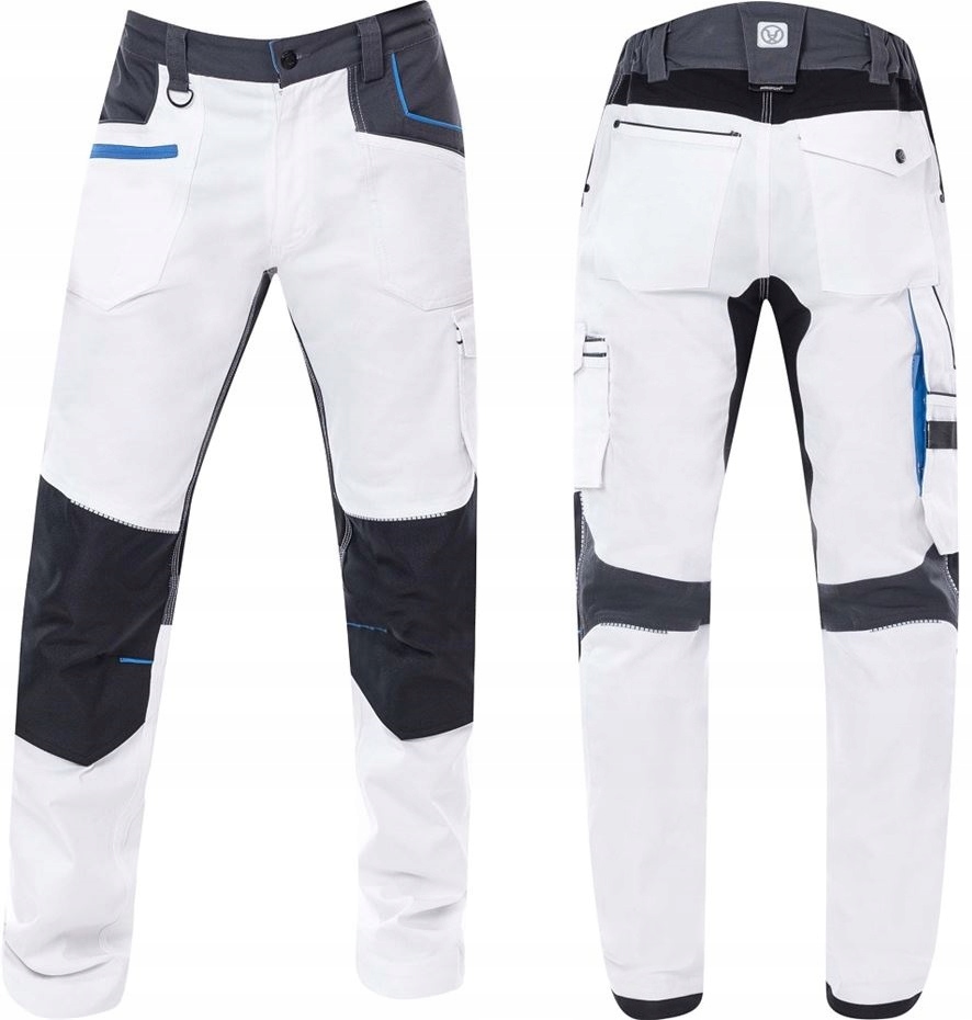 Bílé elastické pracovní kalhoty na opasek Slim Fit Ardon 4Xstretch