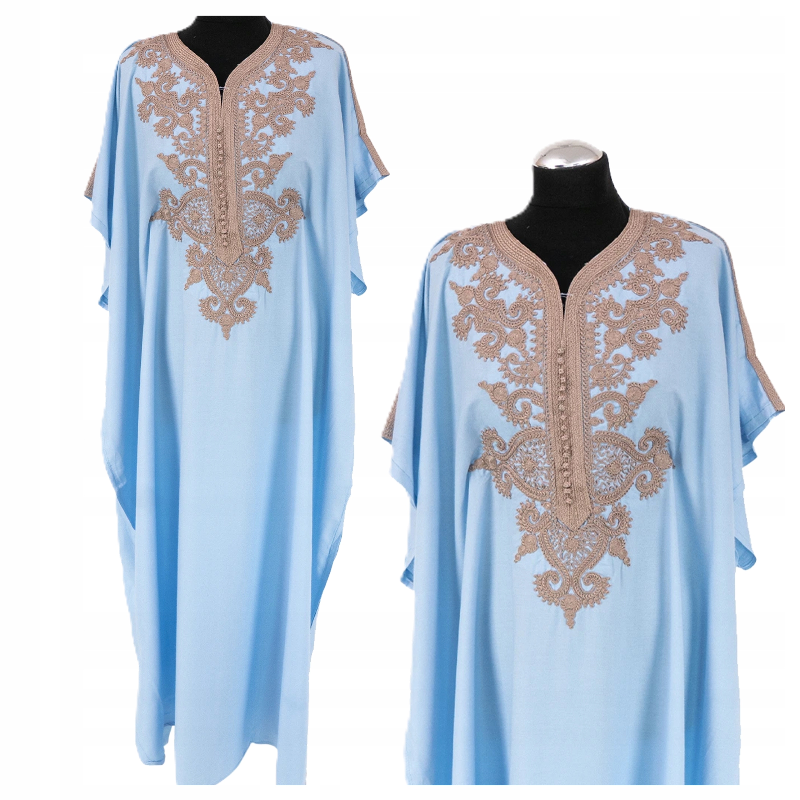 Šaty Dlouhá Galabija Orientální Arabská Marocká Etnická Dželaba Výšivka