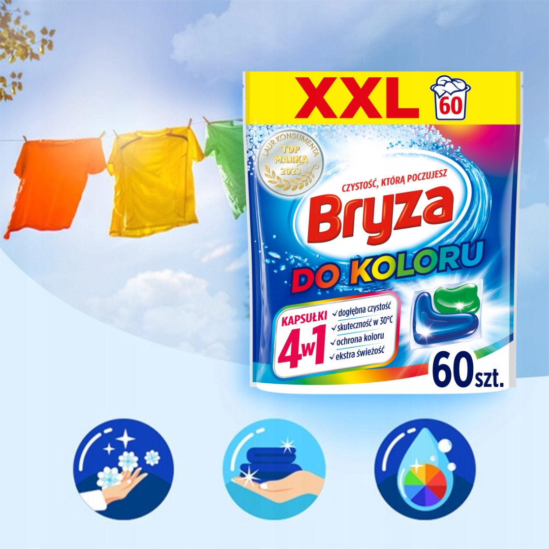 Bryza 4w1 Kapsułki do Prania Kolorów 60 szt XXL Rodzaj kapsułki