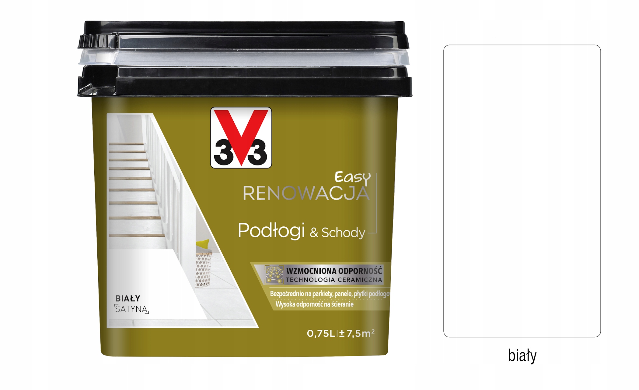 V33 Farba do Płytek Podłogi I Schody 0,75L Biały satyna