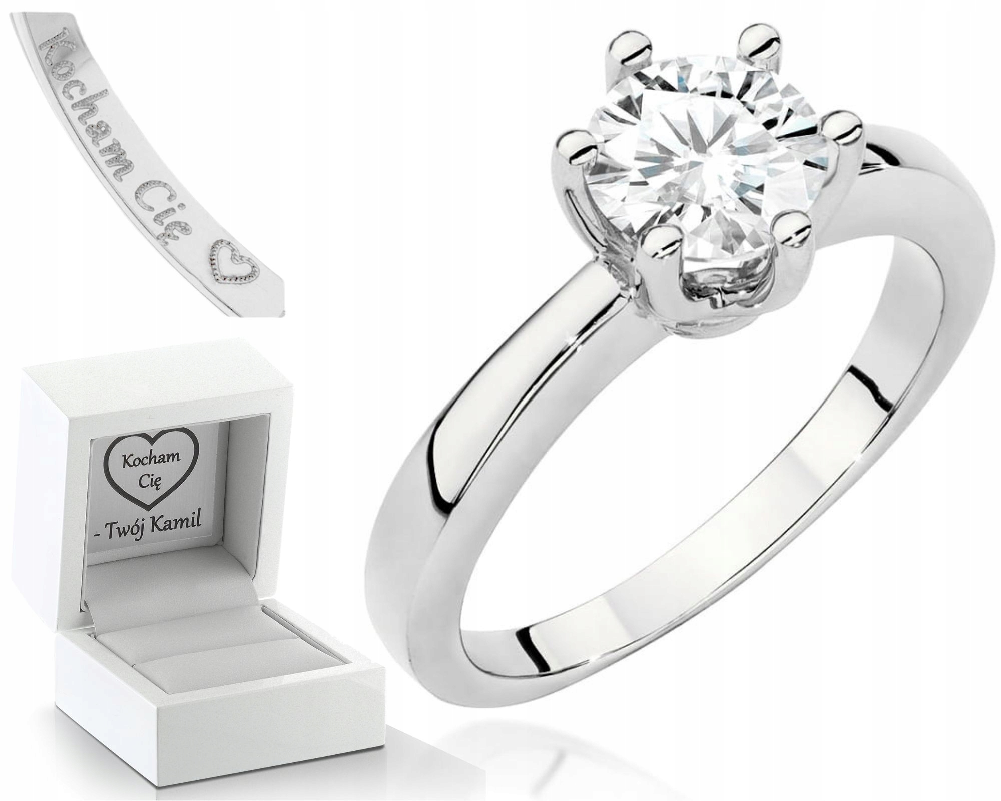 Bílé Zlato Prstýnek S Briliantem 585 Gravírování Bonus
