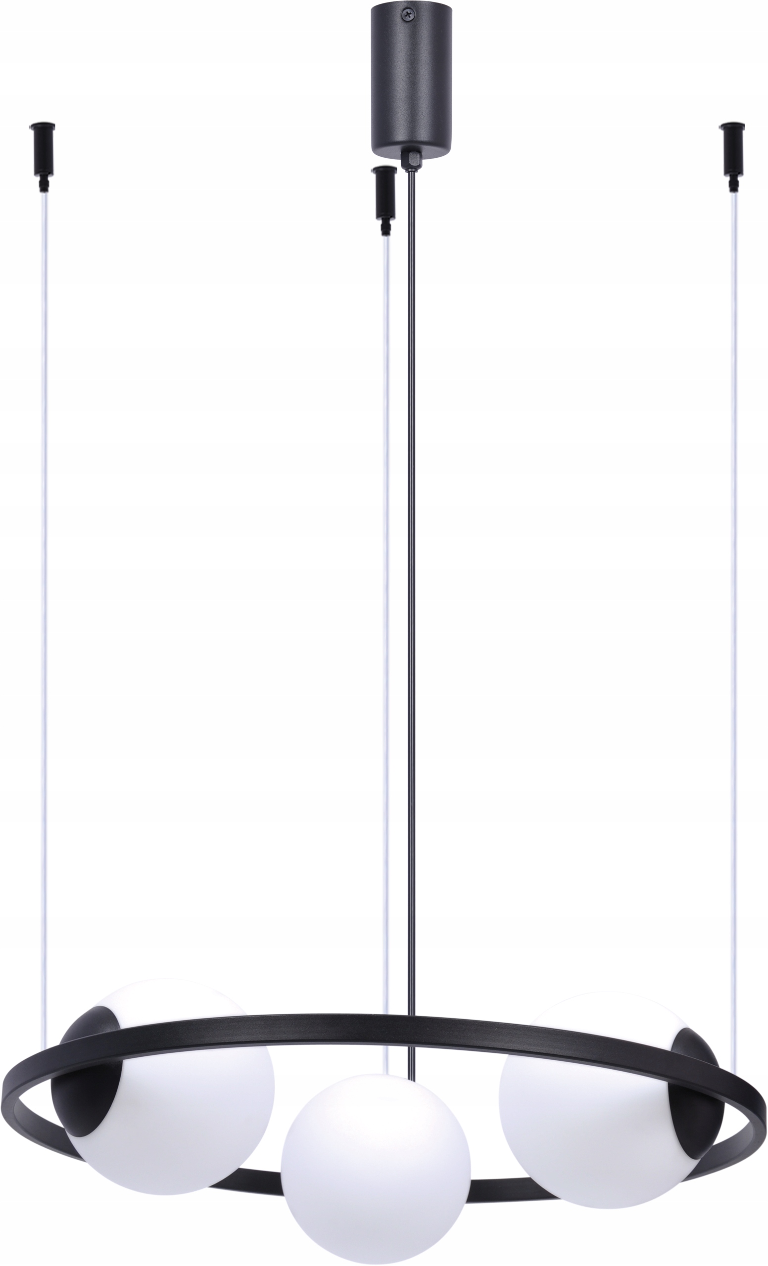 Horizontální závěsná lampa, černé bílé skleněné koule, 3 body, kulatá, 58 cm Zuma Line