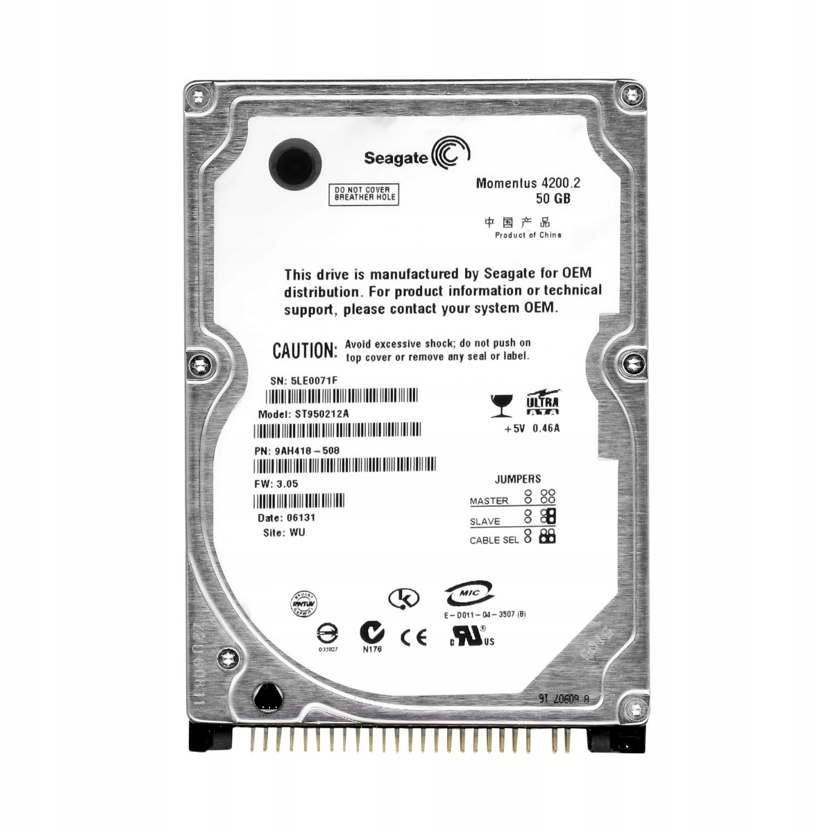 Seagate Moments 42000.2 50GB 4.2K 2MB Ata 2.5'' ST950212A