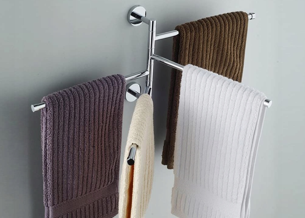 WIESZAK NA 4 RĘCZNIKI RUCHOMY DO ŁAZIENKI SREBRNY Kolor chrom