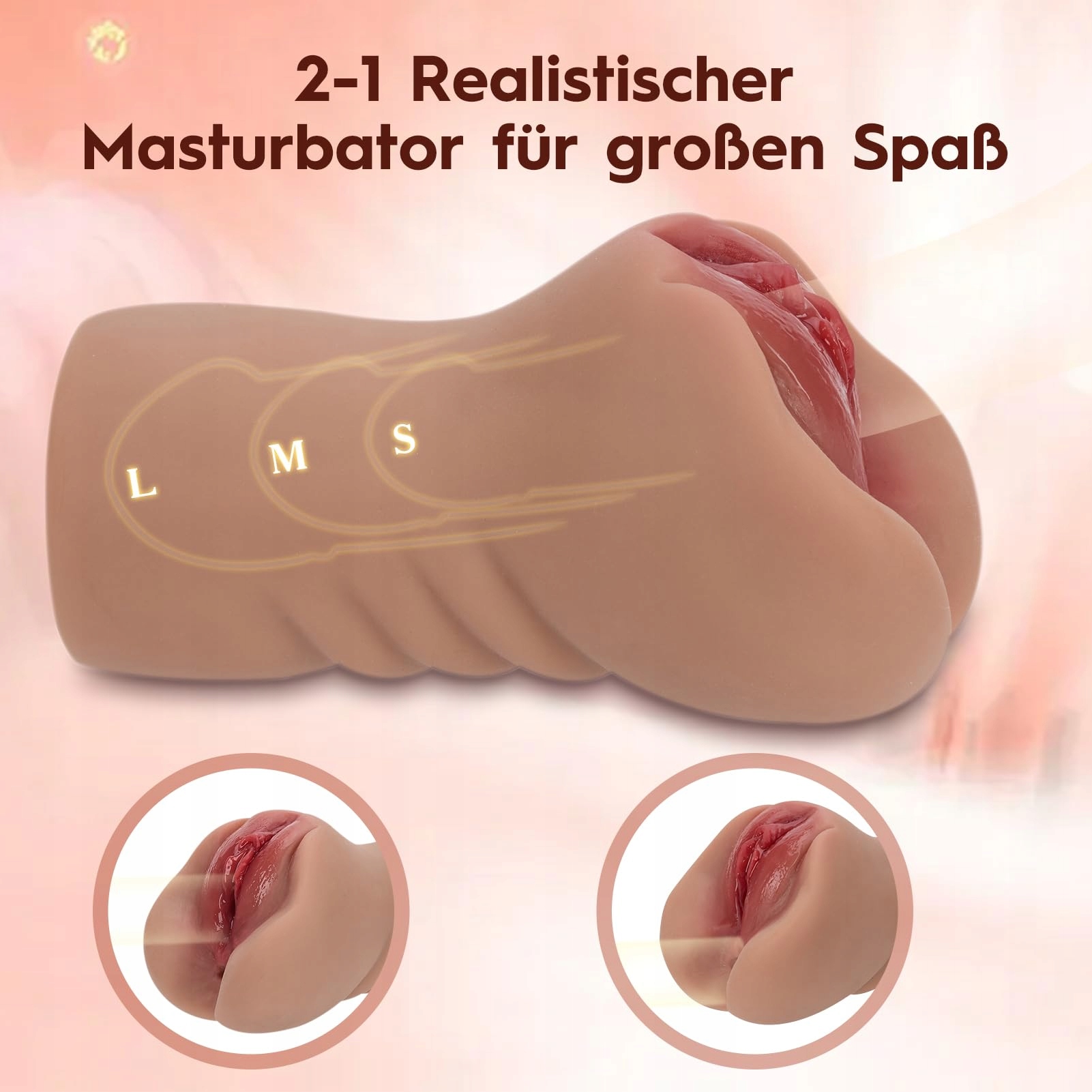 POCKET PUSSY 2w1 Masturbator Dla Mężczyzn 3D Vagina i Anal 650g Brązowy — miniatura 6