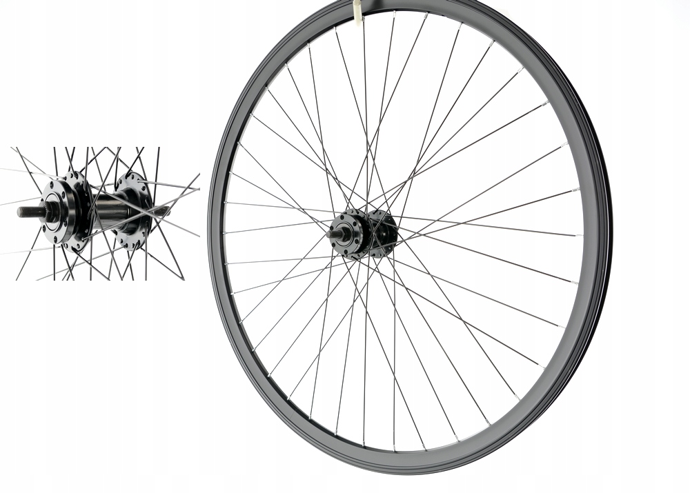Koło rowerowe przód 28 cali przednie Stożkowe Hamulec tarczowy Czarne