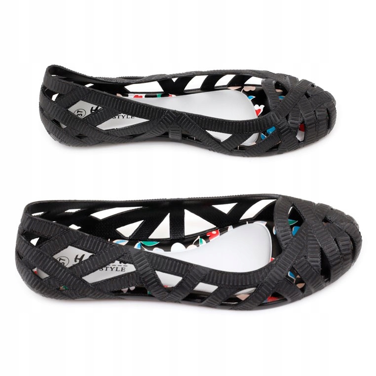 

Balerinki damskie meliski ażurowe gumowe czarne