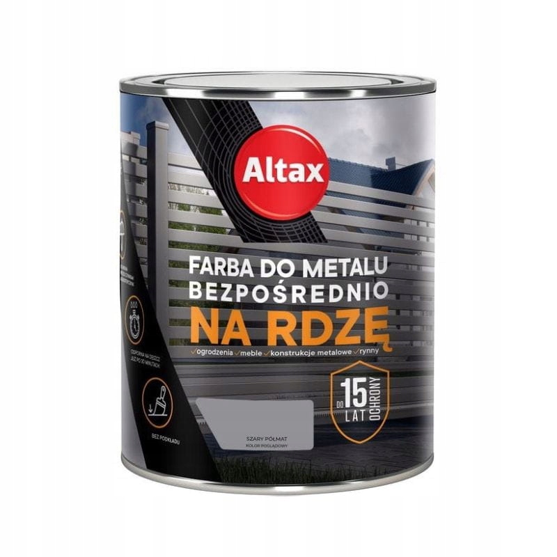 ALTAX Farba do metalu na rdzę 0,75L szary półmat
