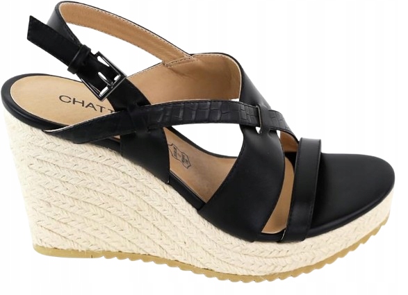 Chattawak Sandály Espadrilky S Kůží Černé 37 J1A