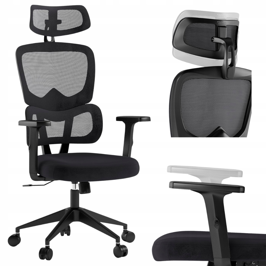Černá Nastavitelná Ergonomická Prodyšná Kancelářská Židle Otočná Židle