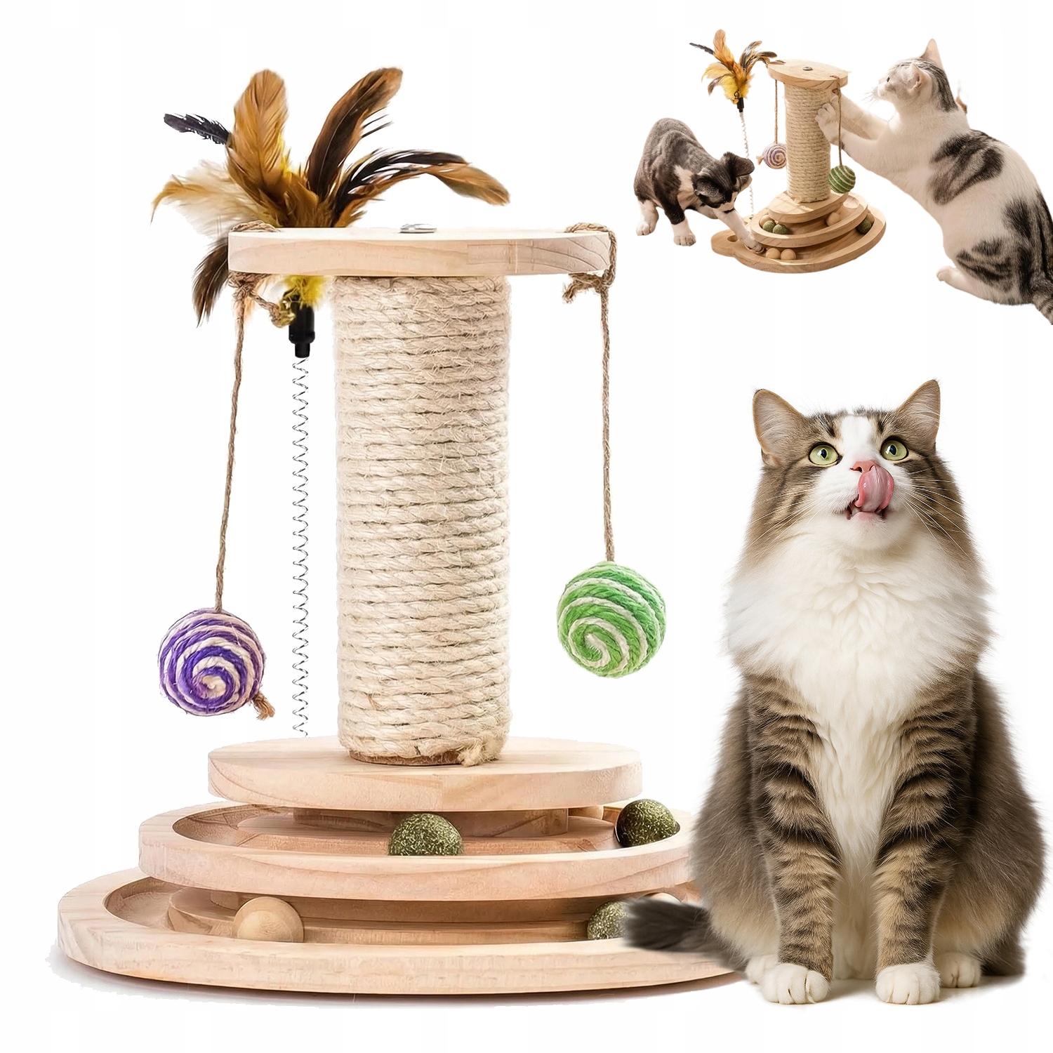 Škrabadlo Pro Kočky Věž Sloupek nízký Velký Sisal Provázek Hračka