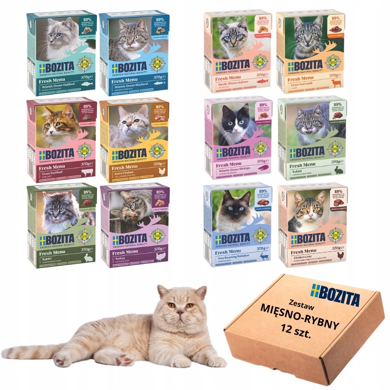 Levně Krmivo pro kočky MIX Chutí Set 12 ks x 370 g Bozita Sos Želé