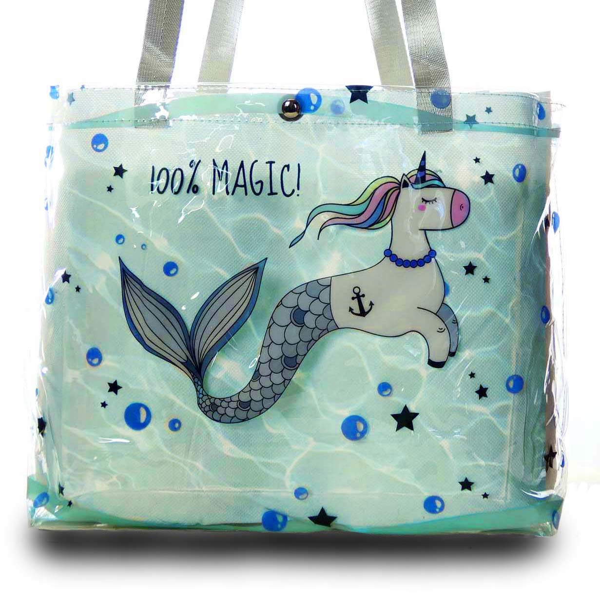 

Szyta Torba Przeźroczysta Foliowa Syrenka Unicorn