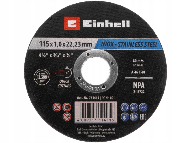 Zestaw tarcz do metalu Einhell 49711525 115 mm (10 szt.)