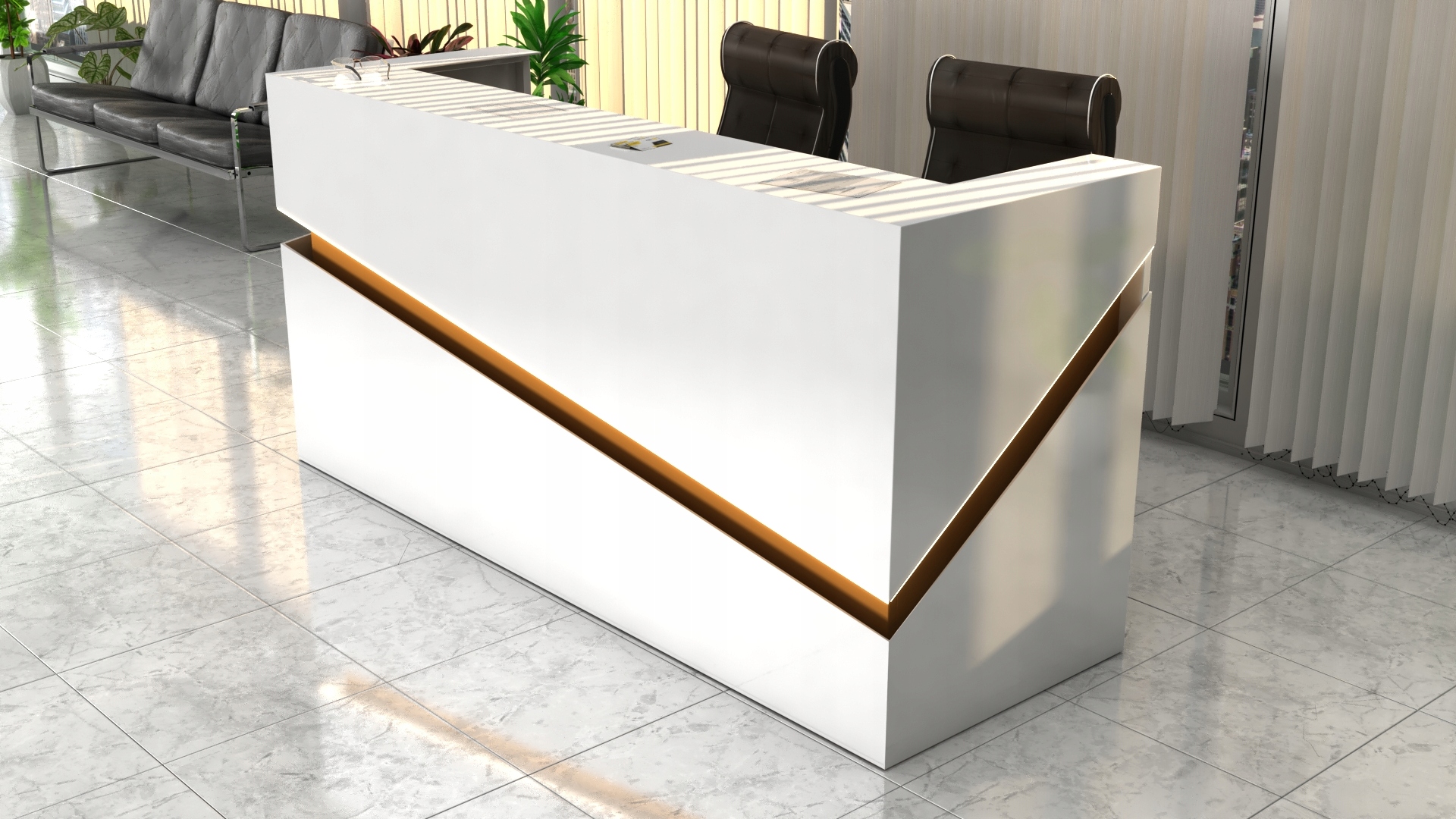 Lada recepcyjna R22 CORIAN 200x70cm podświetlana