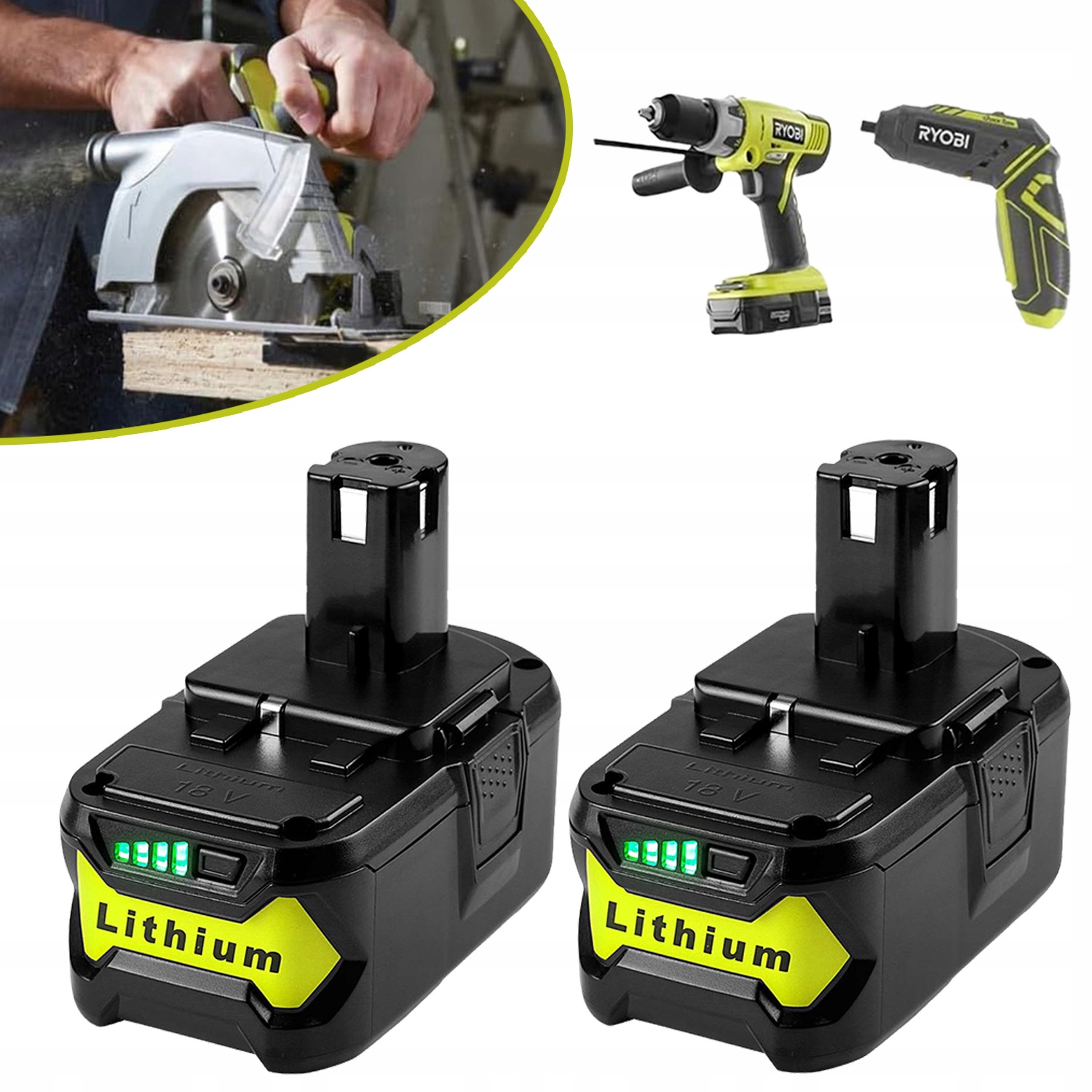 Akumulátor Ryobi 18V 6.0Ah s kontrolkou pro bezdrátové elektrické nářadí