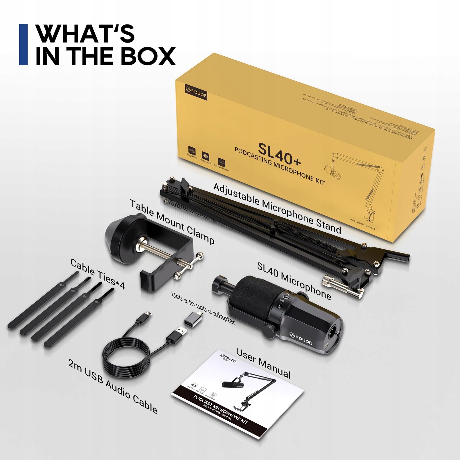 FDUCE SL40+ Mikrofon USB XLR Do Podcastów Gier i Streamingu — miniatura 9